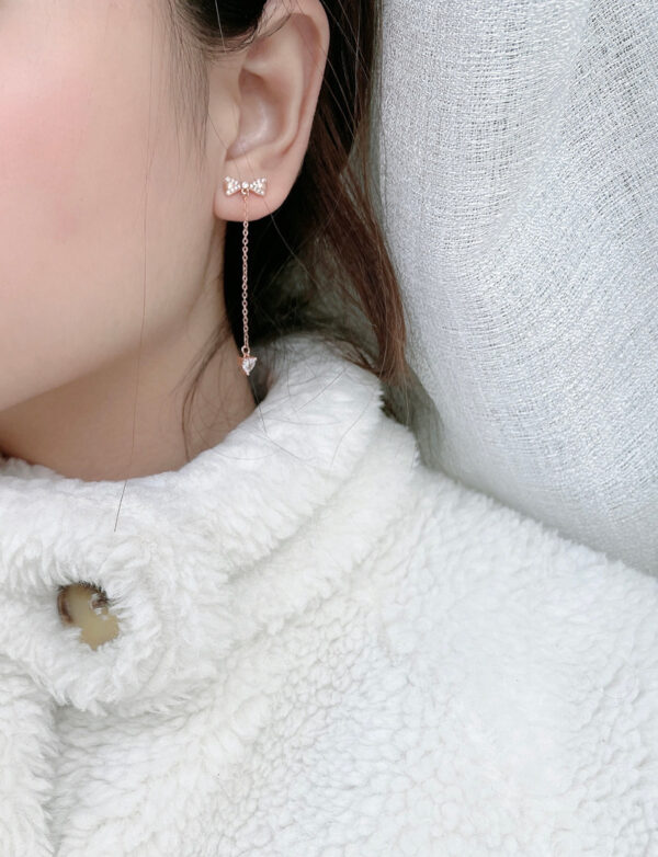 Sterling Silver Bowknot Tassel Simple Stud Earrings - Image 6